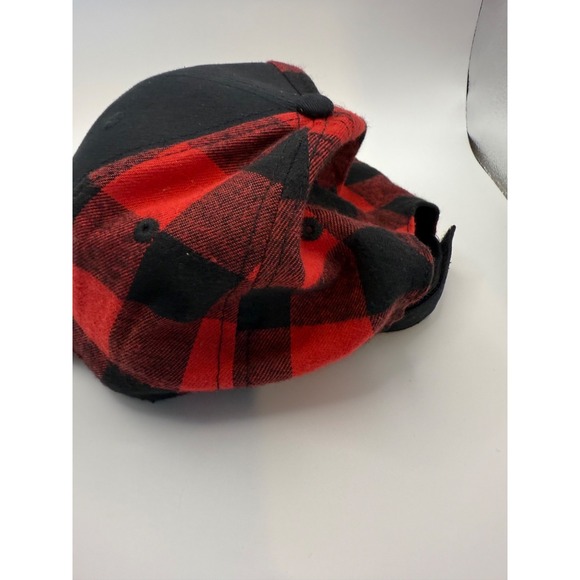 LG Lake Placid Hat Triangle Sport Headwear Black Red Buffalo Plaid Adjustable Ca - Picture 3 of 4
